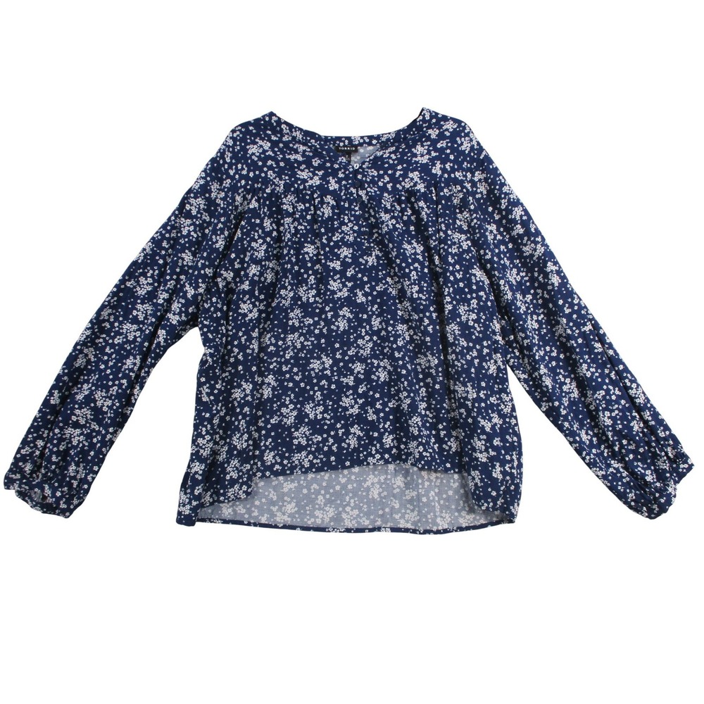 Torrid Navy Blue Floral Ditsy Henley Blouse Long Sleeve Plus Size 2